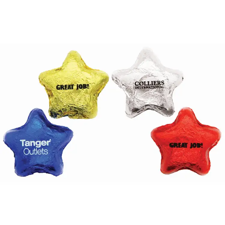 Chocolate Stars with Printed Foil Wrappers