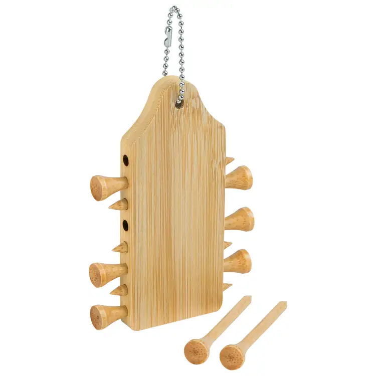 Bamboo Golf Tee Holder with Ball Chain #2