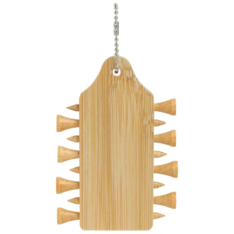 Bamboo Golf Tee Holder with Ball Chain #3