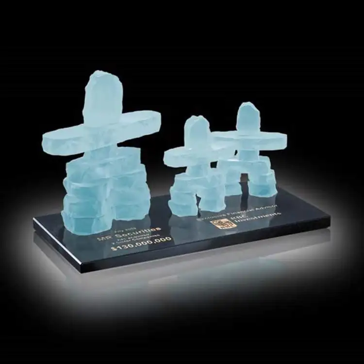 Family of Three Inukshuks on Marble Base