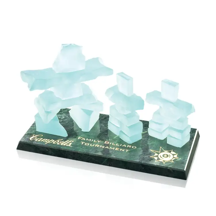 Inukshuk Family on Green Marble Base