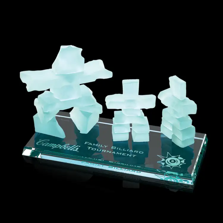 Inukshuk Family on Jade Glass Base