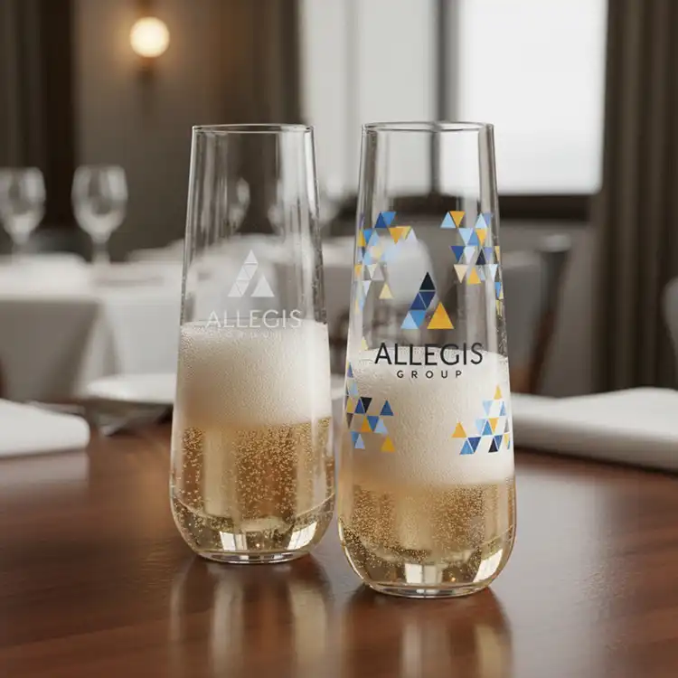 Cannes Stemless Flute 8 oz - Deep Etch #2