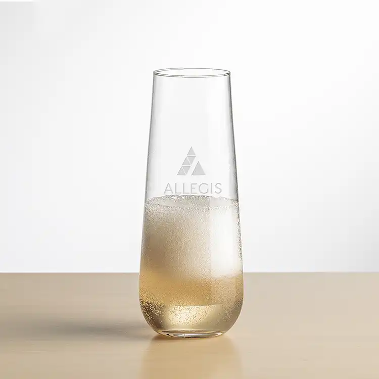 Cannes Stemless Flute 8 oz - Deep Etch