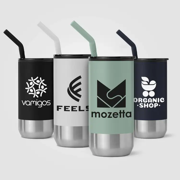 Atlantis Double-Wall Stainless Steel Tumbler with Recycled PP Inner - 16 oz