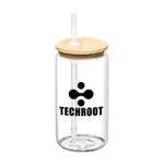 Cadiz Glass Tumbler with Bamboo Lid and Straw 18 oz