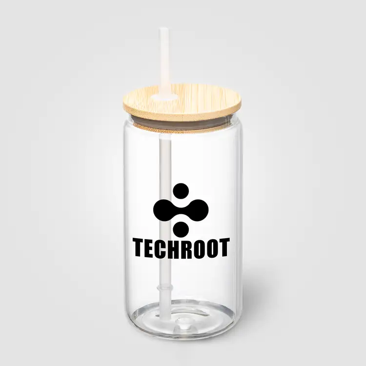 Cadiz Glass Tumbler with Bamboo Lid and Straw 18 oz