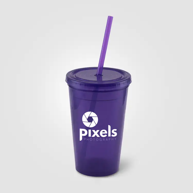 Explore Double-Wall Plastic Tumbler with Straw 16 oz #9
