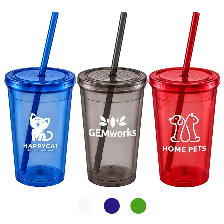 Explore Double-Wall Plastic Tumbler with Straw 16 oz