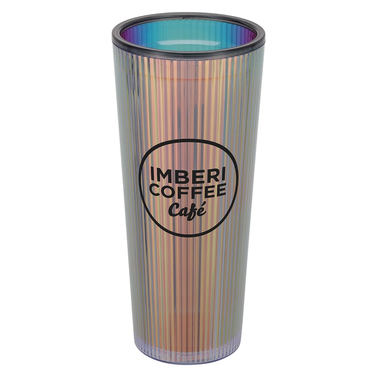 Gobelet Pyramid irisé 22 oz en plastique recyclé avec paille en silicone #2