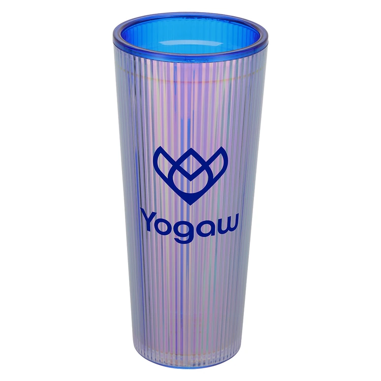 Gobelet Pyramid irisé 22 oz en plastique recyclé avec paille en silicone #3