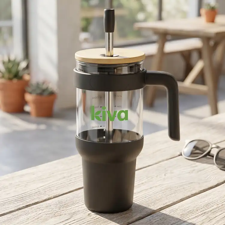 Lanai Glass Travel Tumbler 40 oz with Handle and Straw #4