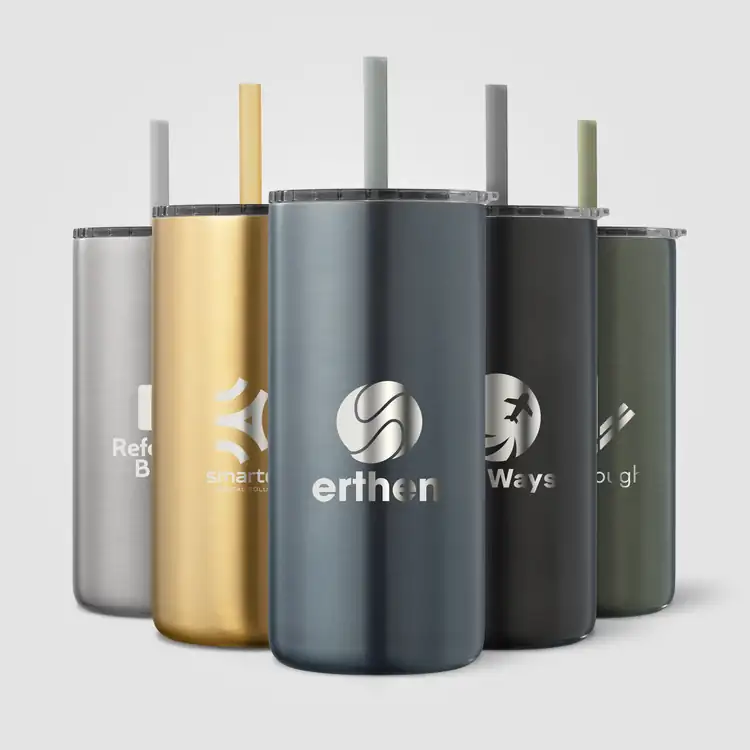 Borealis Recycled Stainless Steel Tumbler with Straw 16 oz #2
