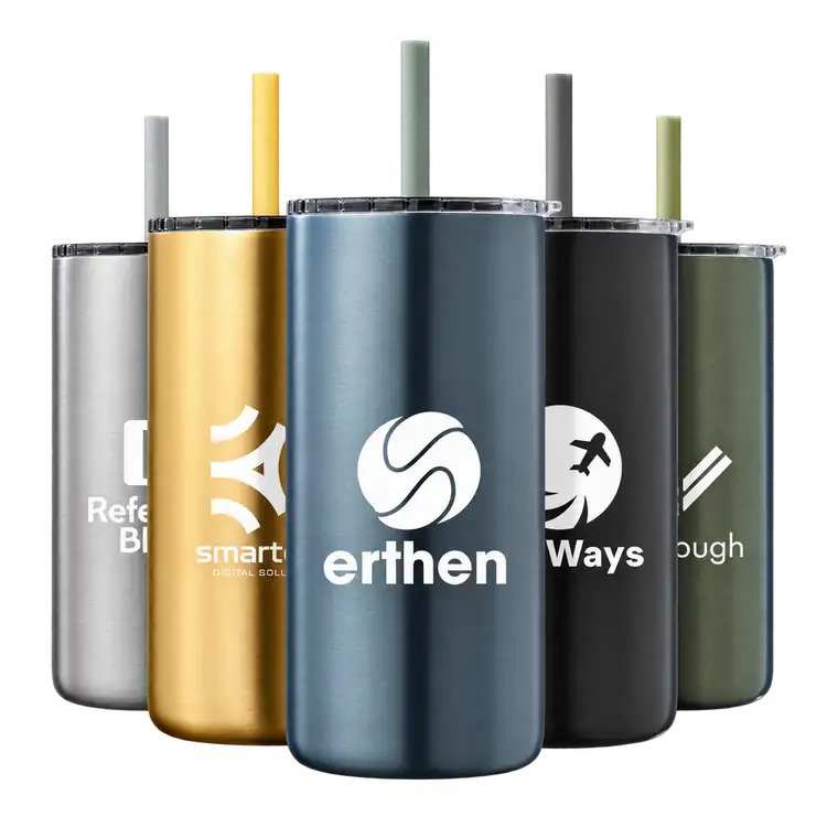 Borealis Recycled Stainless Steel Tumbler with Straw 16 oz