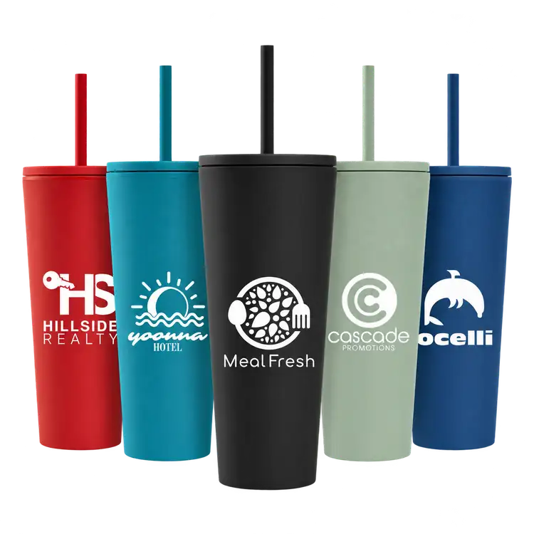 Spire Recycled Plastic Tumbler with Straw 24 oz