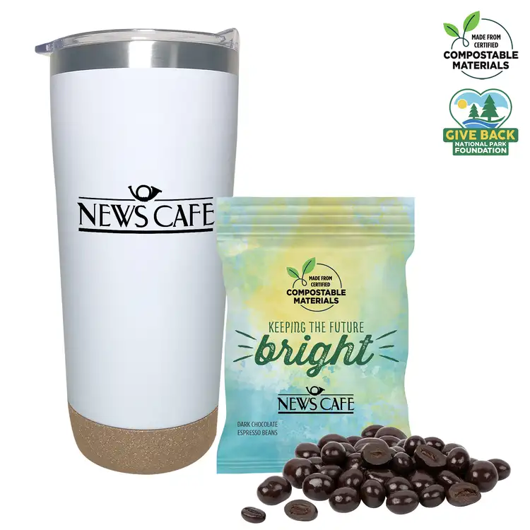 Cork Base Insulated Tumbler 20 oz with Dark Choc Espresso Beans #2