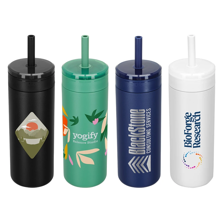 Gobelet isotherme sous vide écologique étanche Elyse 22 oz avec paille en silicone