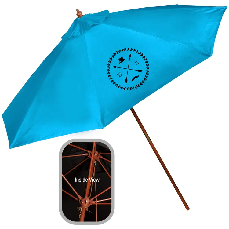 Large Polyester Wooden Frame Market Umbrella #3