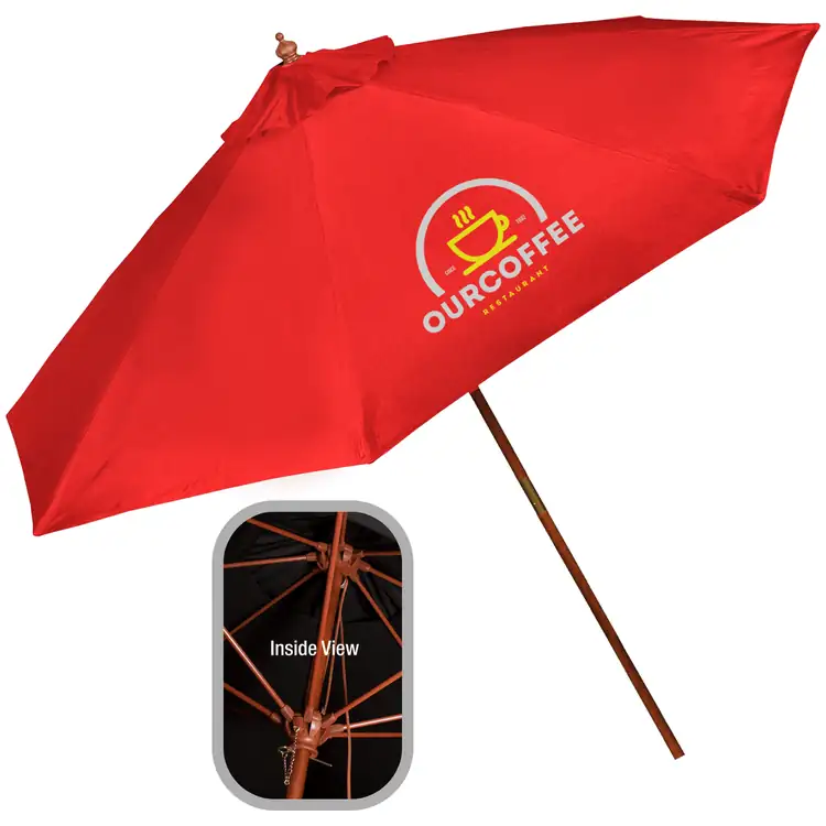 Large Polyester Wooden Frame Market Umbrella #5