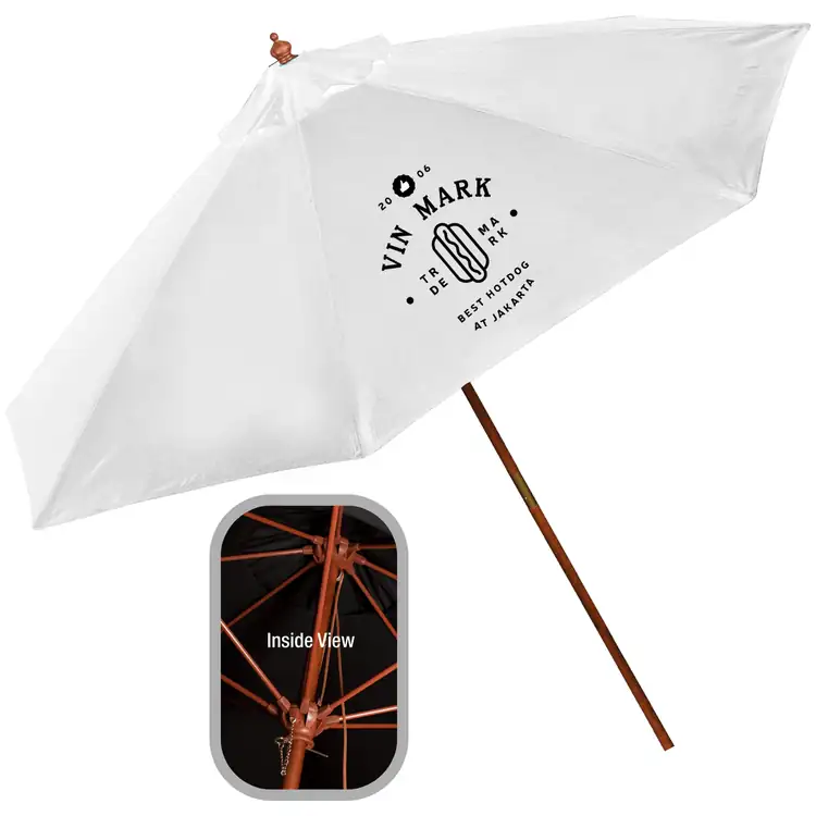 Large Polyester Wooden Frame Market Umbrella #6