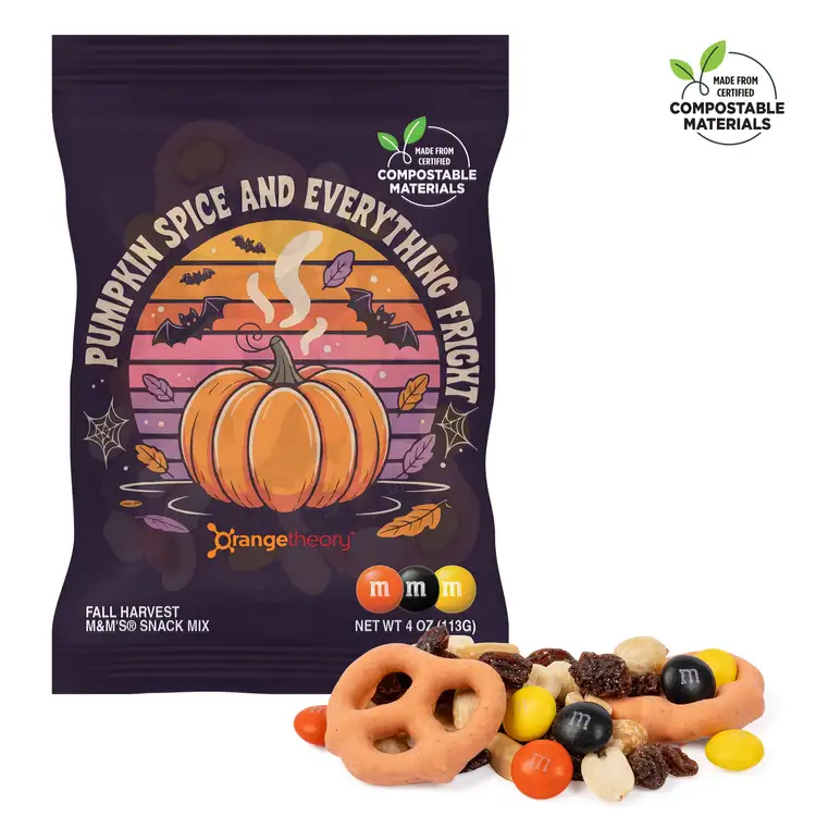 Large Compostable ECO-DigiBag with Fall Harvest M&M’s Snack Mix 4 oz
