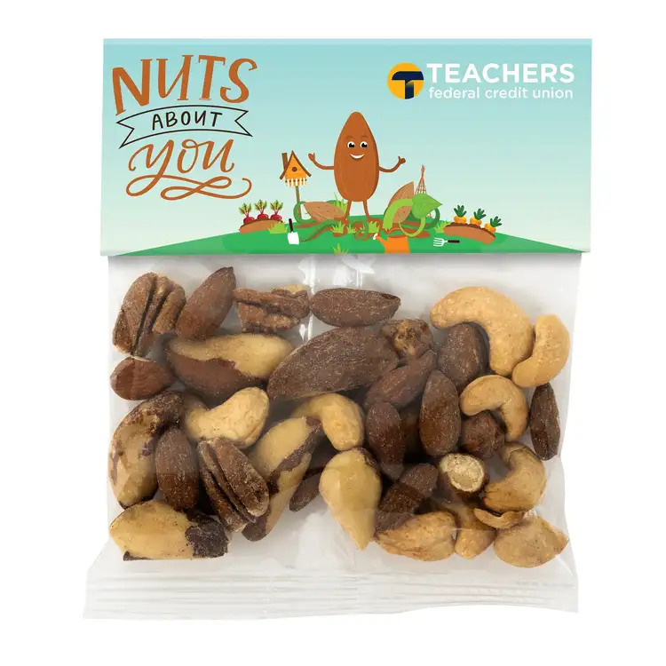 Large Header Bag with Deluxe Mixed Nuts 2 oz