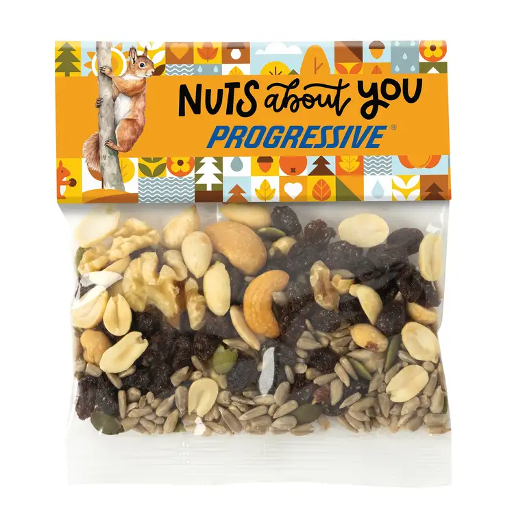 Large Header Bag with Raisin Nut Trail Mix 2 oz