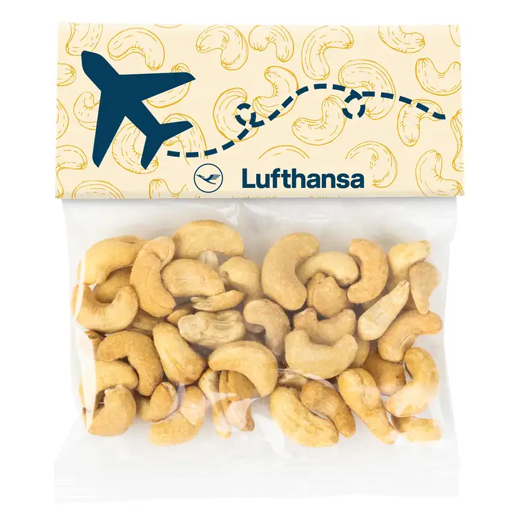 Large Header Bag with Jumbo Salted Cashews 2 oz