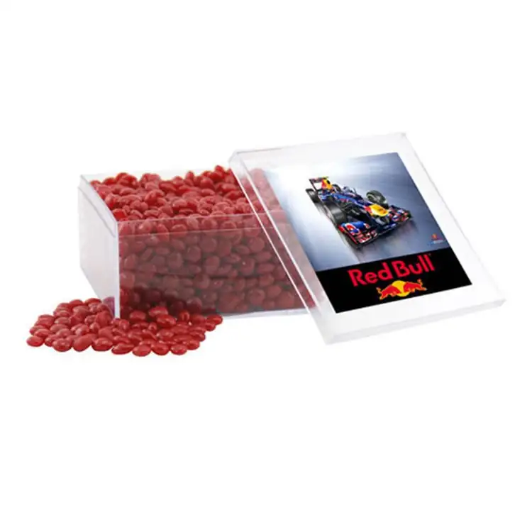 Large Square Acrylic Box with Cinnamon Imperials cinnamon candies