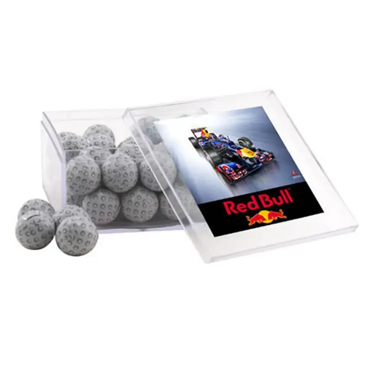 Grande boîte carrée en acrylique de chocolats en forme de balle de golf