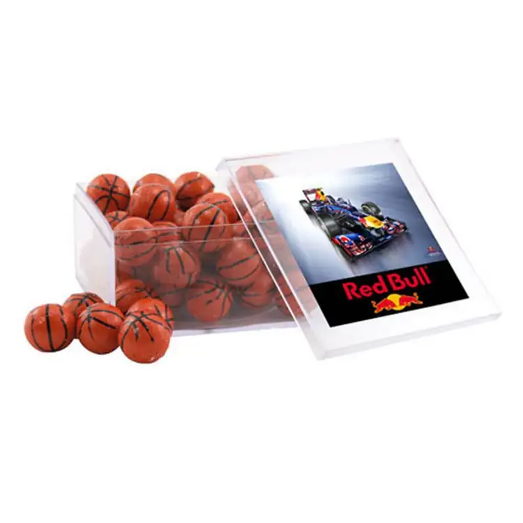 Grande boîte carrée en acrylique de chocolats en forme de ballon de basketball