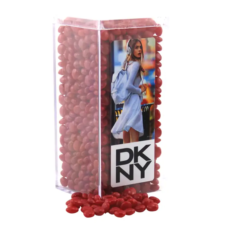 Large Rectangular Acrylic Box with Cinnamon Imperials cinnamon candies