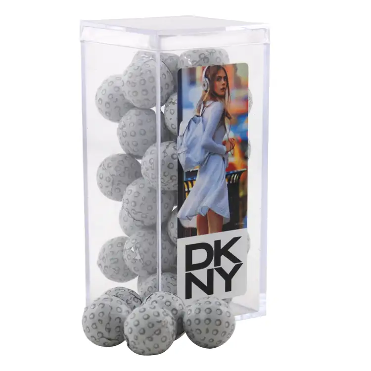 Grande boîte rectangulaire en acrylique de chocolats en forme de balle de golf