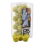 Grande boîte rectangulaire en acrylique de chocolats en forme de balle de tennis