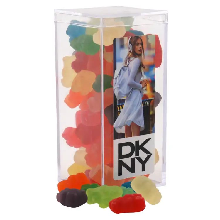Large Rectangular Acrylic Box with Clever Candy gummy bears