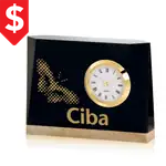 Horloge Acheson en marbre noir et Botticino