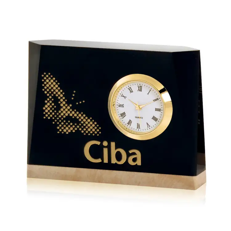 Acheson Black Marble and Botticino Clock
