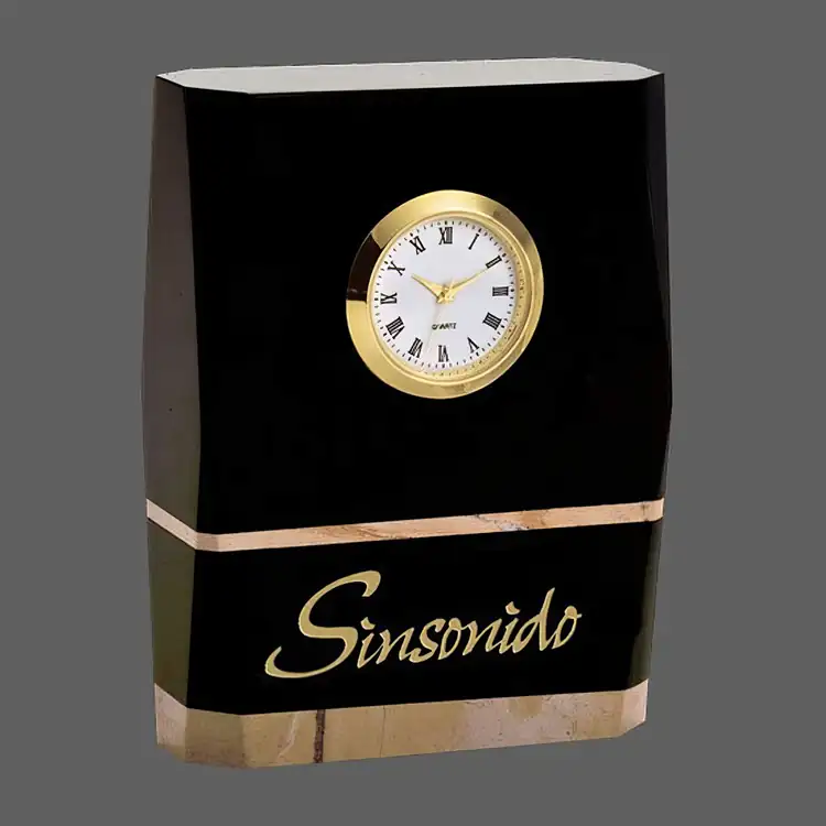 Gormley Black Marble and Botticino Clock