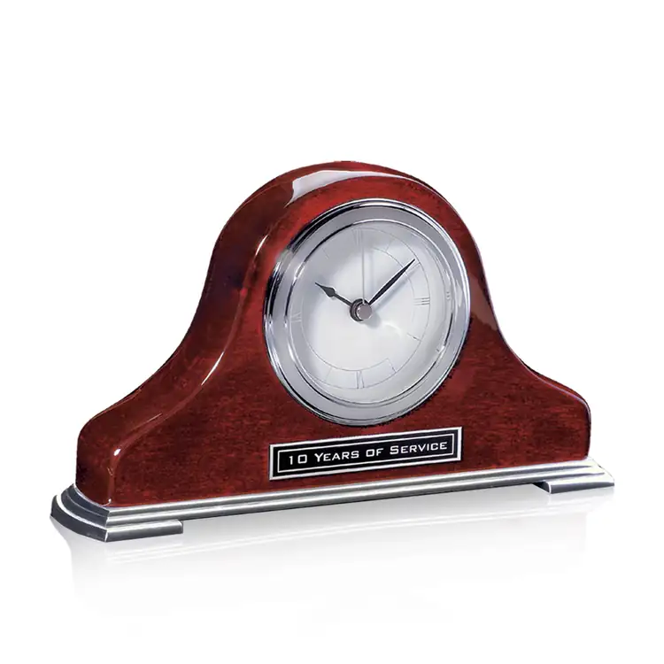 Matheson Rosewood Piano Finish Clock with Chrome Base