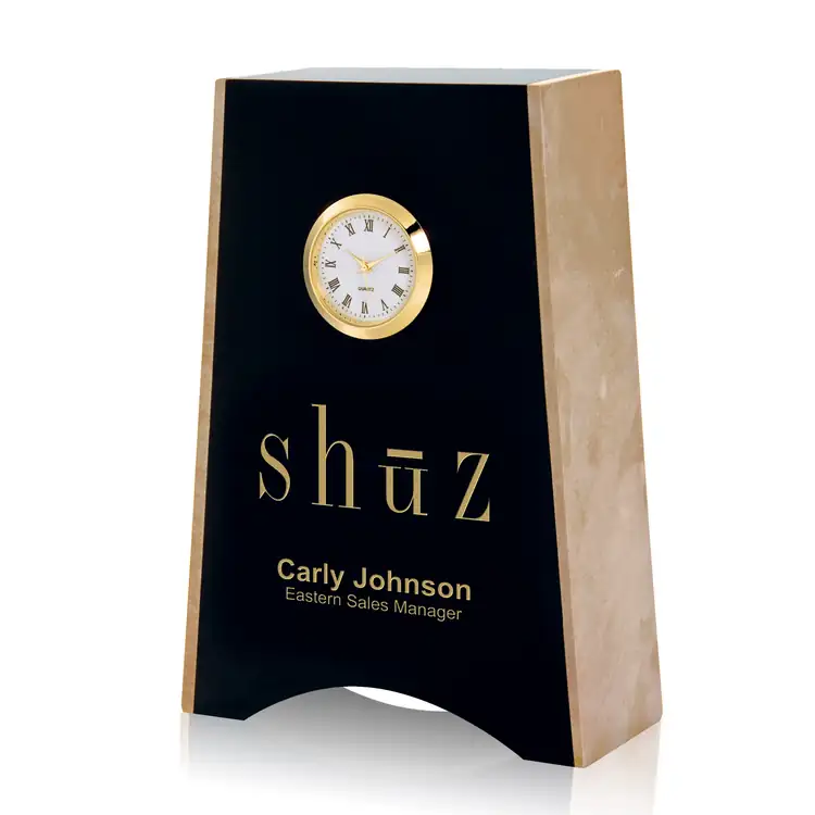 Nebraska Black Marble and Botticino Clock