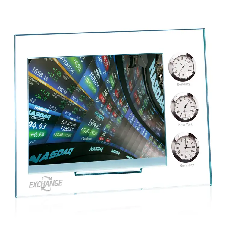 Dateline Three-Time-Zone Clock and Photo Frame