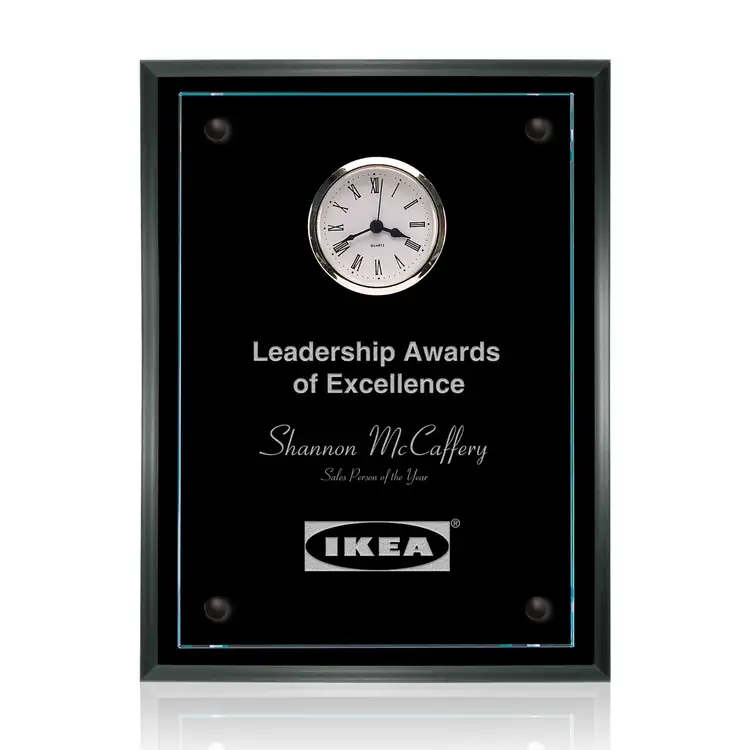 Somerset Clock Plaque - Starfire/Black 9 x 12 in
