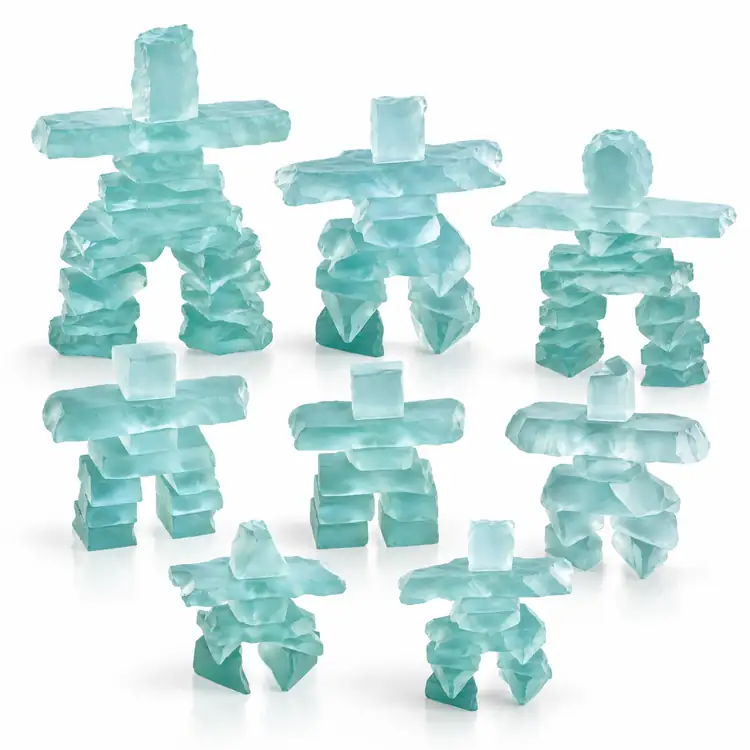 Frosted Jade Glass Inukshuk