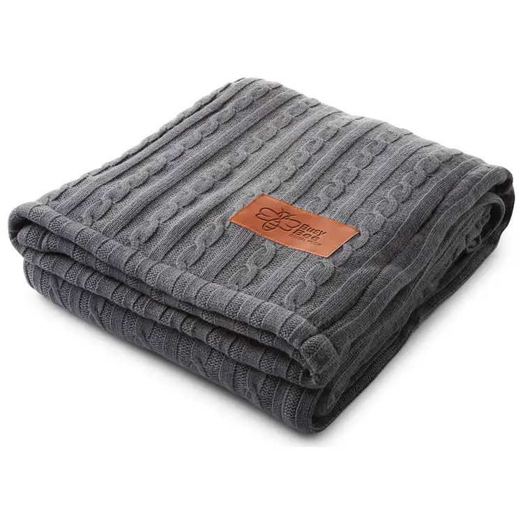 Cable Knit Throw with Sherpa Backing #4