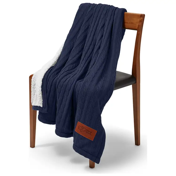 Cable Knit Throw with Sherpa Backing #8