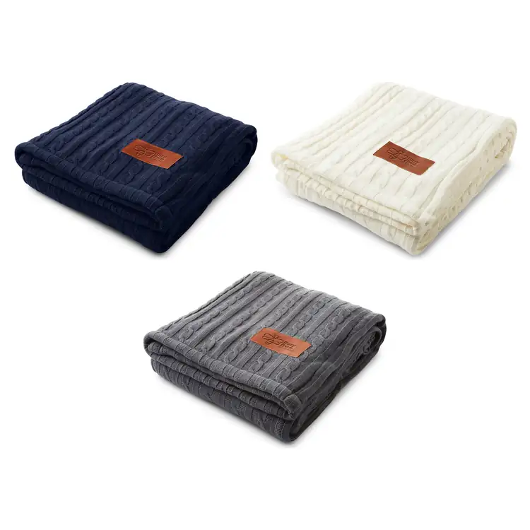 Cable Knit Throw with Sherpa Backing
