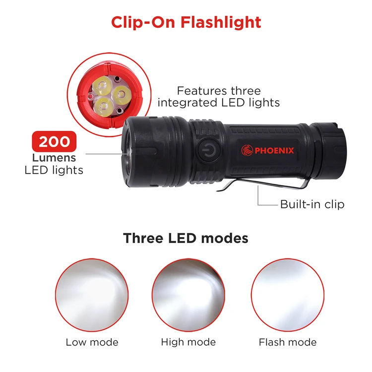 Lampe de poche rechargeable à DEL Best Buddy Tools avec pince #3