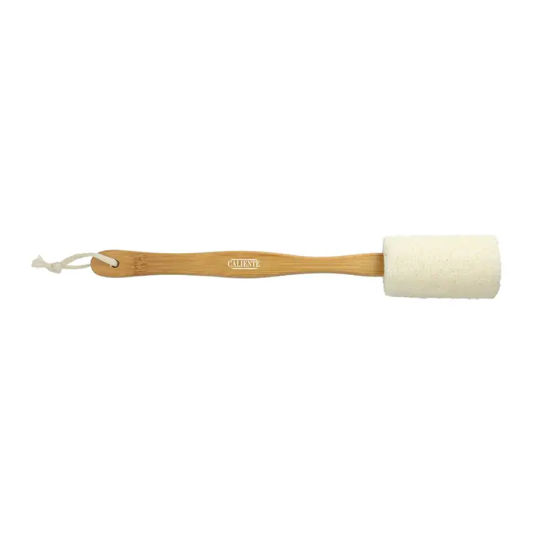 Luffa de bain à manche en bambou