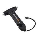 Emergency car hammer with seat belt cutter