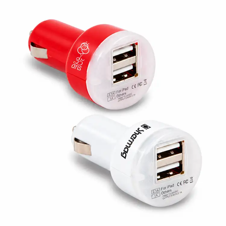 Mini chargeur USB à deux ports pour voiture